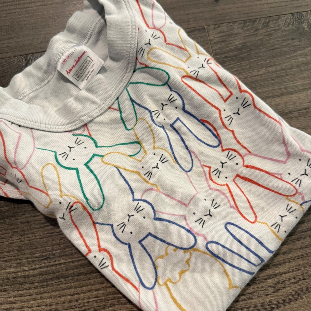 Hanna Andersson Kids Organic‎ Cotton Rainbow Bunny Pajama Top Size 150 US 12